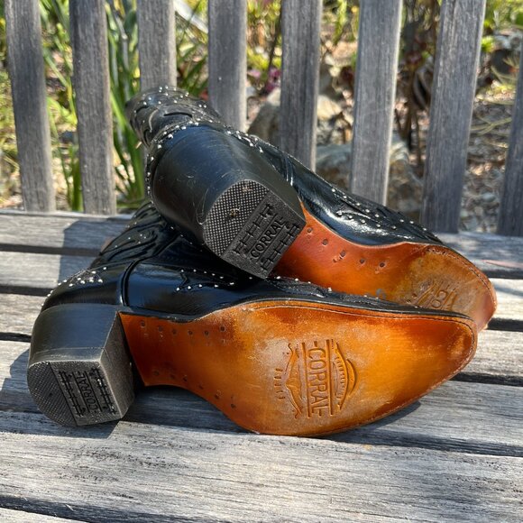 Corral New Women's Studded Overlay Wing Black Boots, Size 9 - Picture 10 of 16